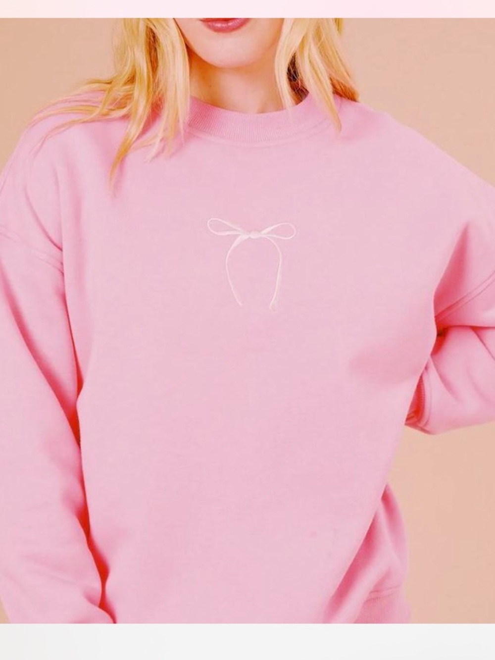 Pink Women's Graphic Crewneck Sweatshirt - Inspirational Back Text - Picture 2 of 12